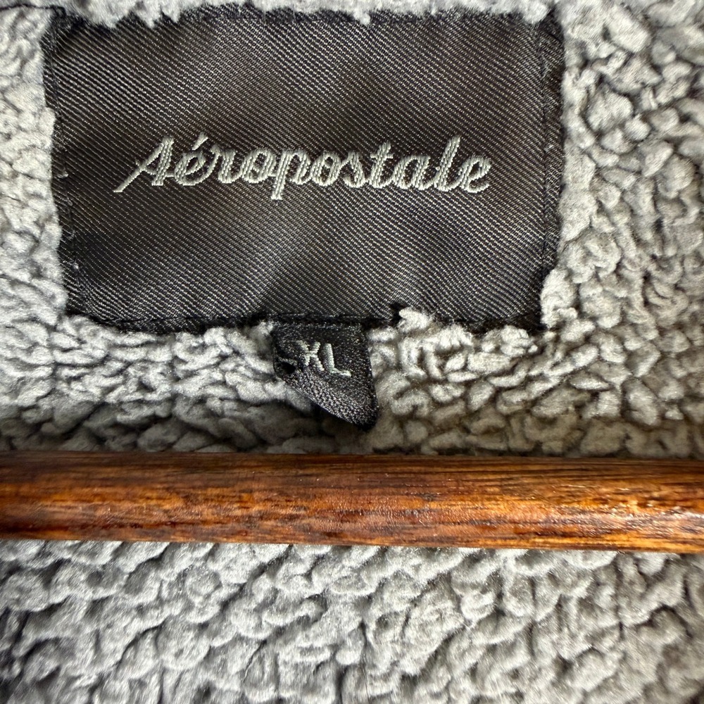 Aeropostale Mens Gray Sherpa Lined Full Zip Graphic Hoodie XL Aero NY 1987 Y2K - Picture 4 of 10